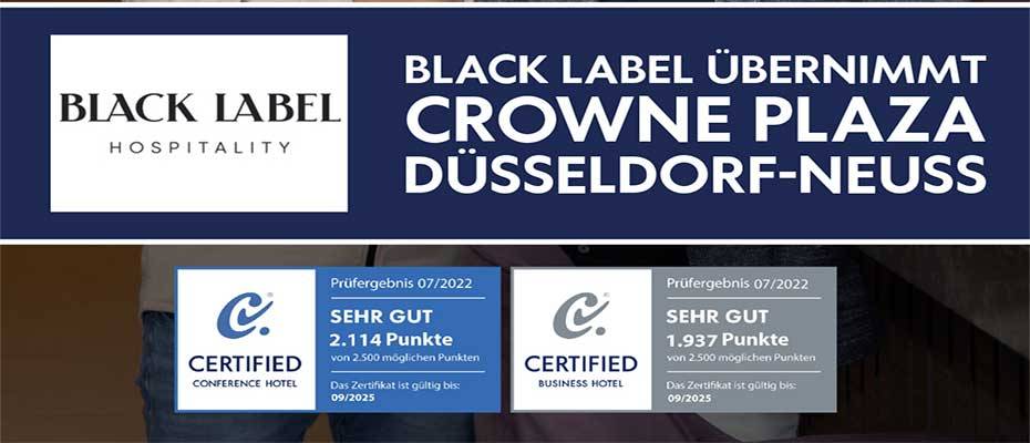 Übernahme des Crowne Plaza Düsseldorf-Neuss durch Black Label Hospitality