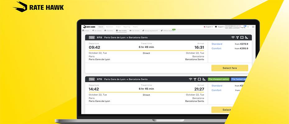 RateHawk macht Bahnprodukt für Reiseprofis buchbar