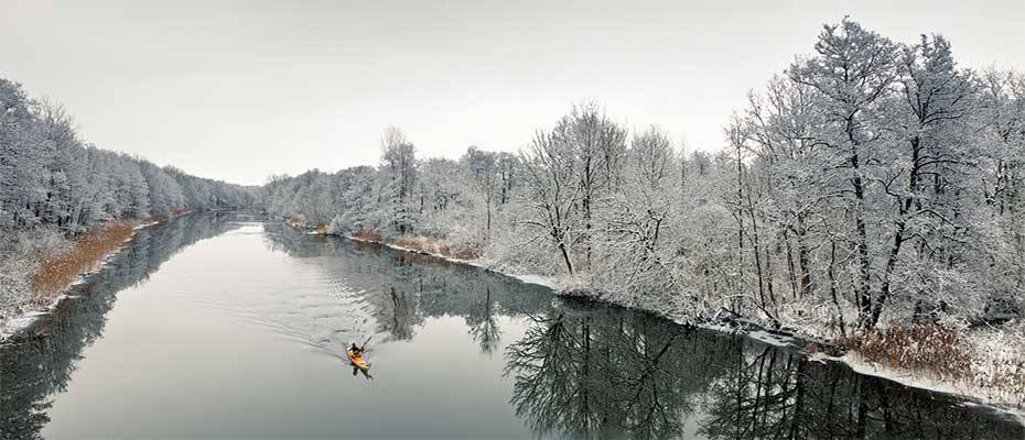 Raureif-Paddeln in der Mecklenburgischen Kleinseenplatte